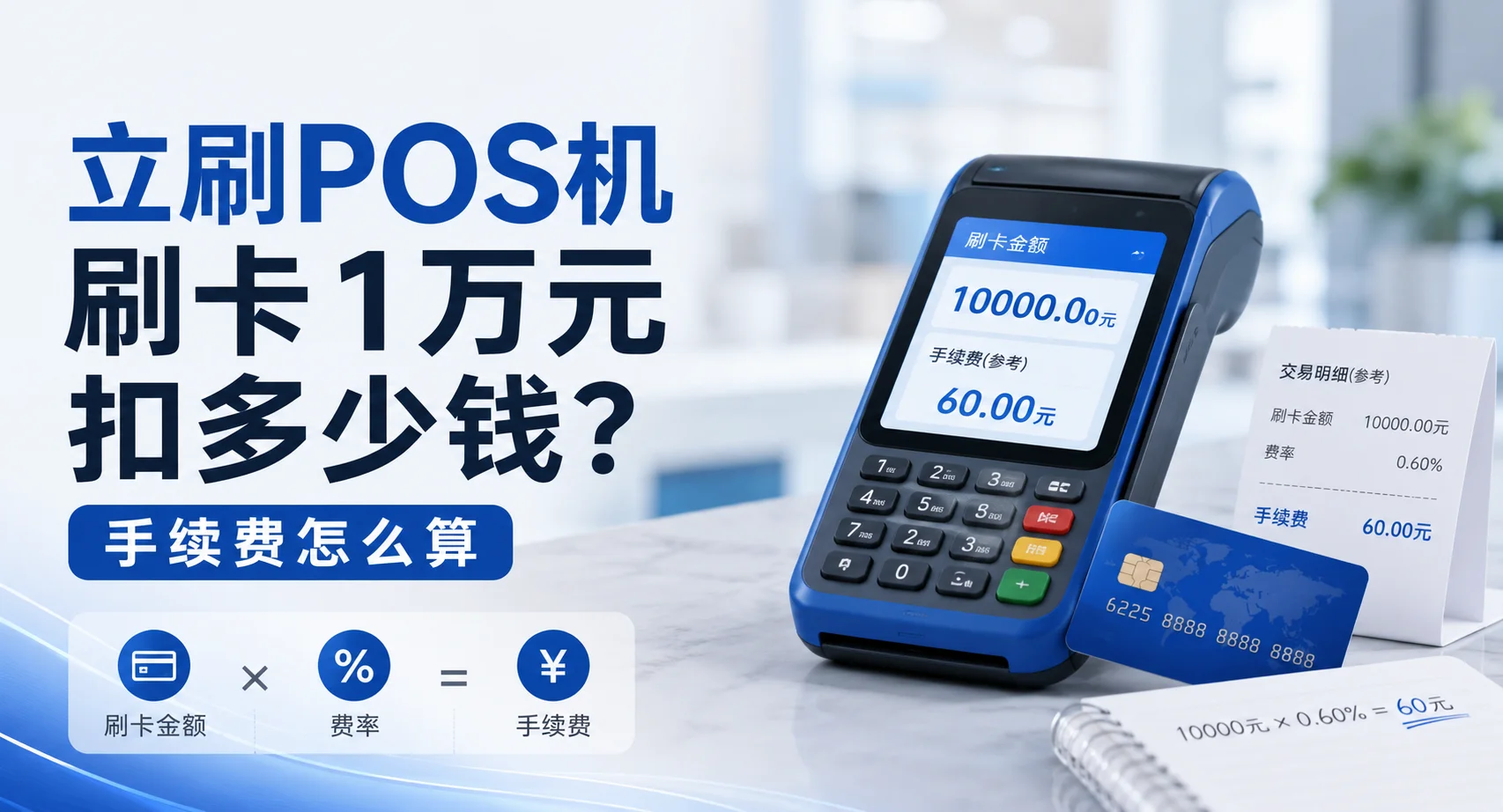 立刷POS机刷卡1万元扣多少钱？手续费怎么算