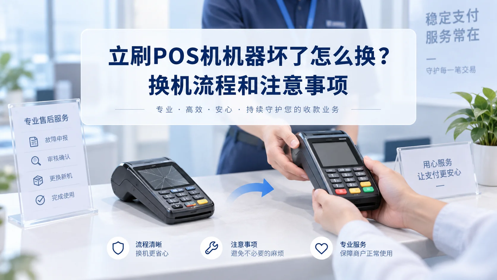 立刷POS机机器坏了怎么换？换机流程和注意事项