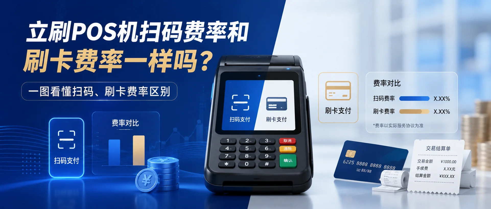 立刷POS机扫码费率和刷卡费率一样吗？